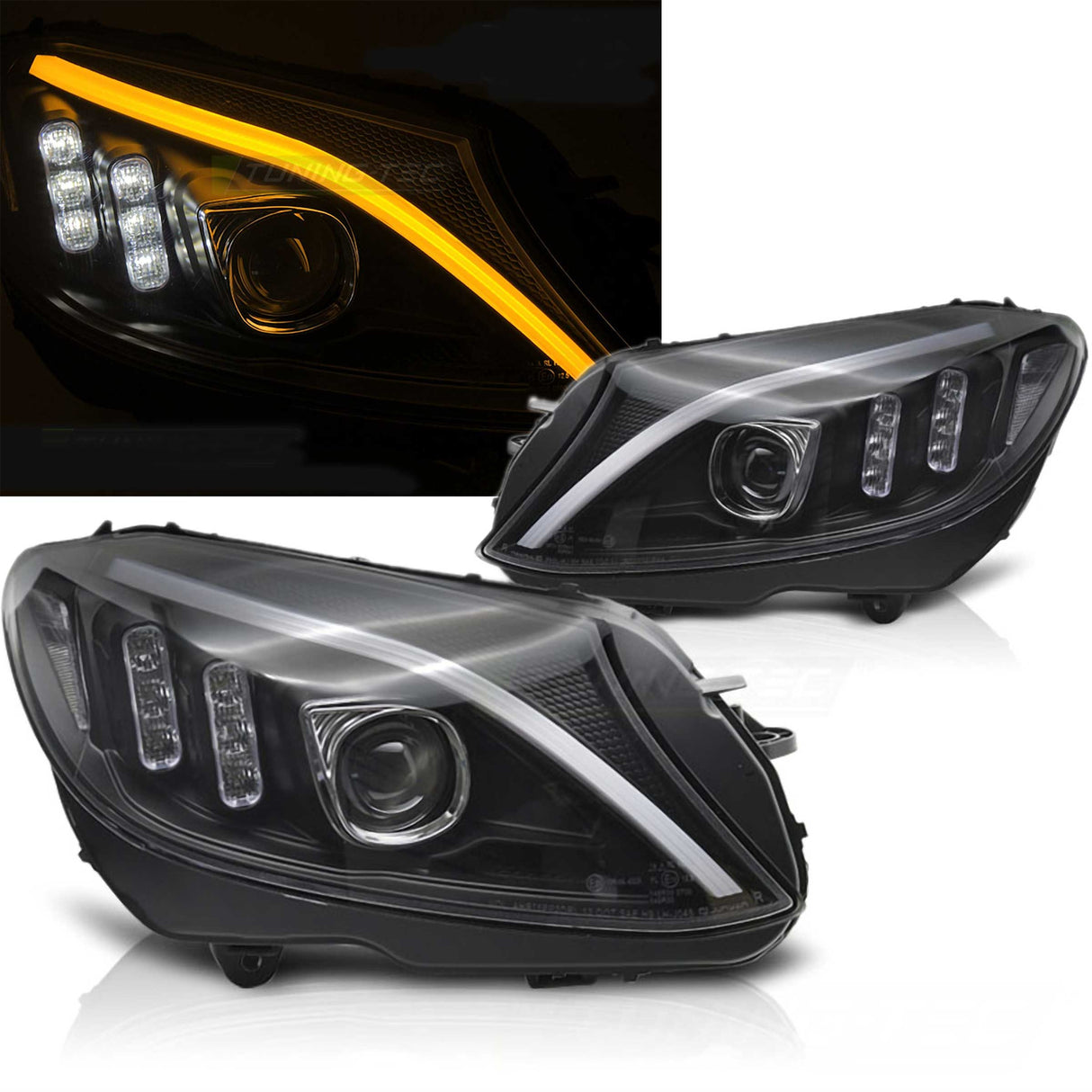 Scheinwerfer Set mit LED Tagfahrlicht für Mercedes C Klasse W205 2014-2018