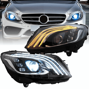 Full LED Scheinwerfer Set Schwarz Mercedes C-Klasse W205 mit dynamischen Blinkern Welcome Light
