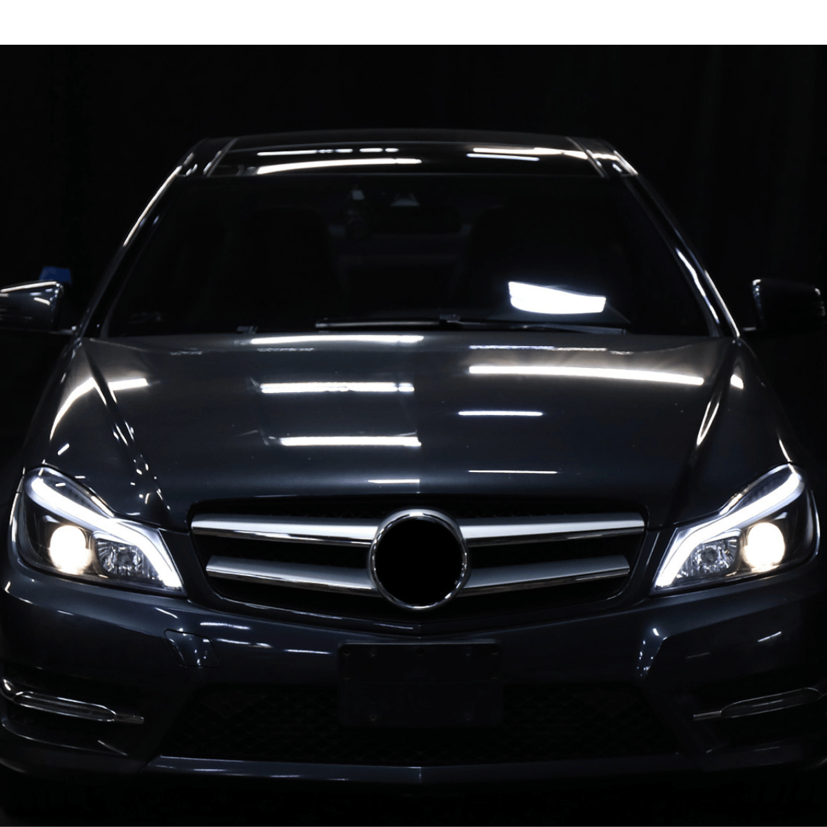 LED Scheinwerfer Set Chrom für Mercedes C-Klasse W204 2011–2014 mit LED Tagfahrlicht