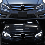 LED Scheinwerfer Set Matt Schwarz für Mercedes C-Klasse W204 2011–2014 mit LED Tagfahrlicht