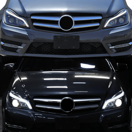 LED Scheinwerfer und Tagfahrlichter, dunkles Design für Mercedes C-Klasse W204