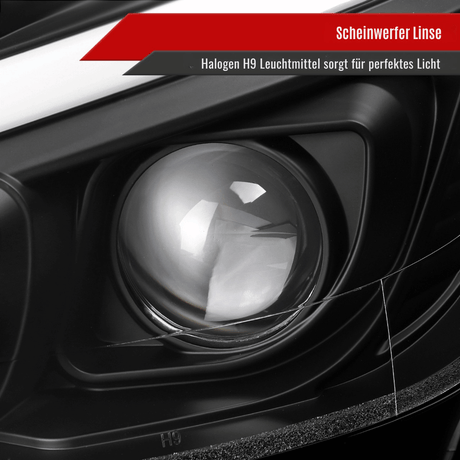 Scheinwerfer Linse mit Halogen H9 Leuchtmittel für perfektes Licht, KFZ-Tuning Zubehör