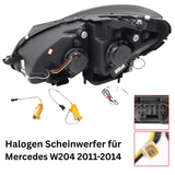 LED Scheinwerfer Set Matt Schwarz für Mercedes C-Klasse W204 2011–2014 mit LED Tagfahrlicht