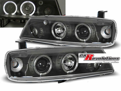 LED Angel Eyes Scheinwerfer Set in schwarz für Opel Calibra 08.1990-06.1997