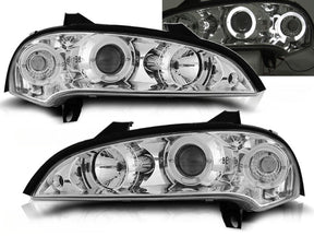 LED Angel Eyes Scheinwerfer Set in chrom für Opel Tigra 09.1994-12.2000 - CR Tuning