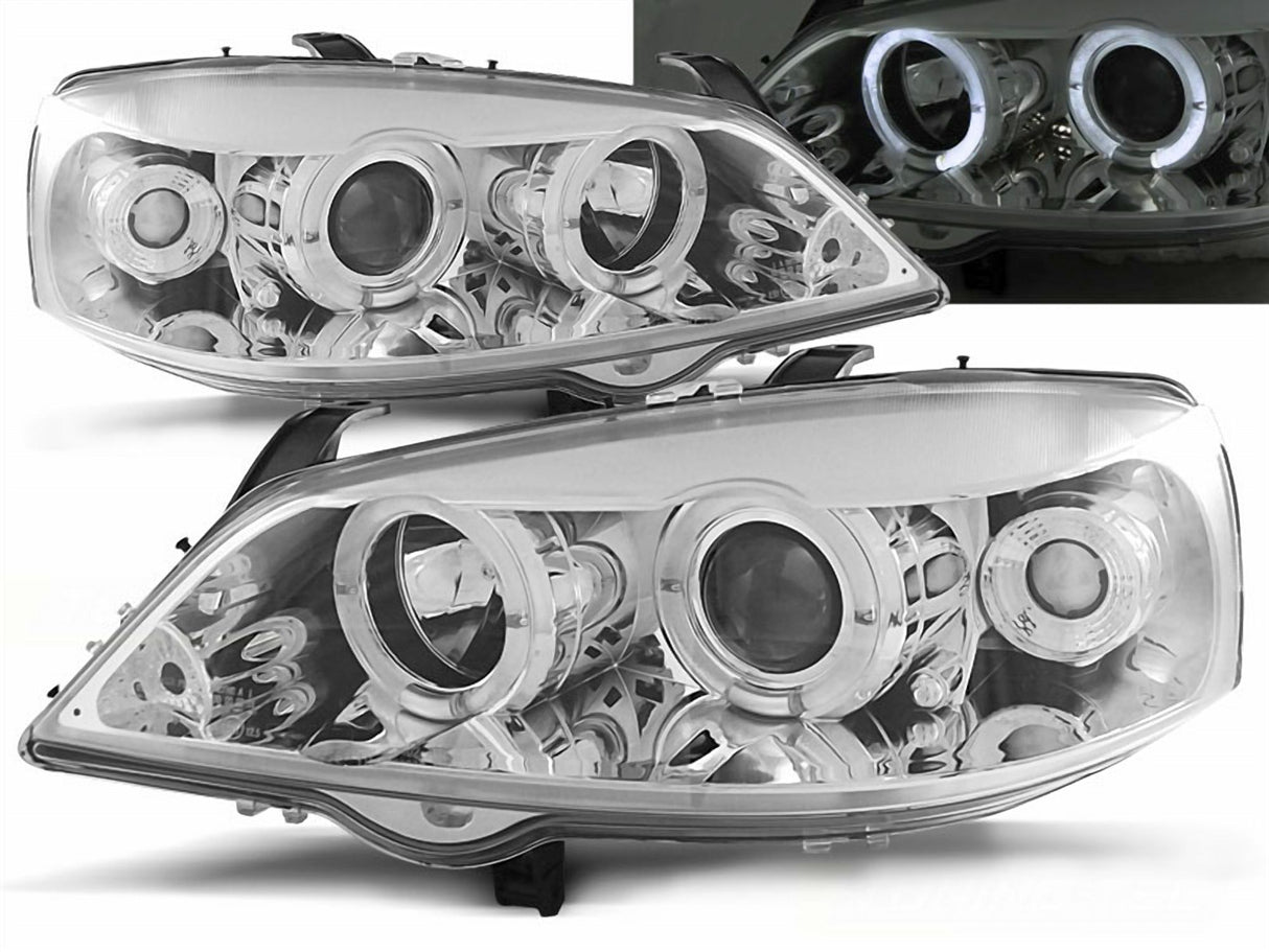 Angel Eyes Scheinwerfer Set in chrom für Opel Astra G 1998-2004