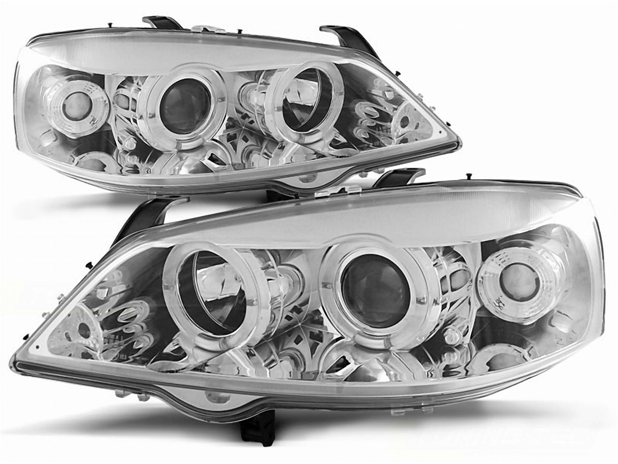 Angel Eyes Scheinwerfer Set in chrom für Opel Astra G 1998-2004