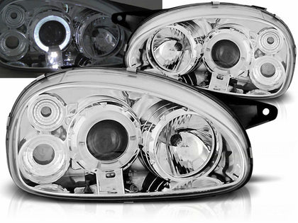Angel Eyes Scheinwerfer Set in chrom für Opel Corsa B 02.1993-10.2000