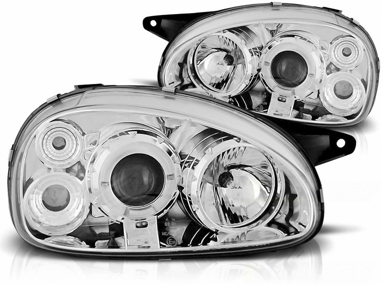 Angel Eyes Scheinwerfer Set in chrom für Opel Corsa B 02.1993-10.2000