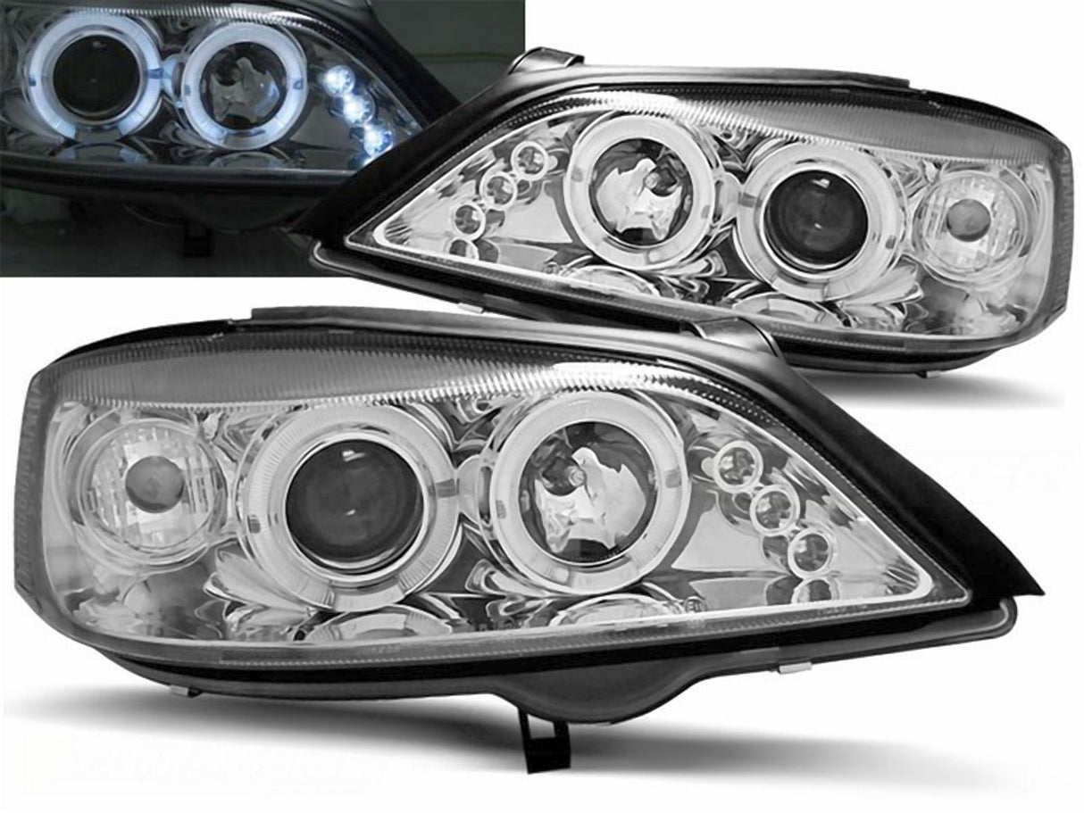 Scheinwerfer für Für Opel Astra G 1998-2004 Angel Eyes chrom