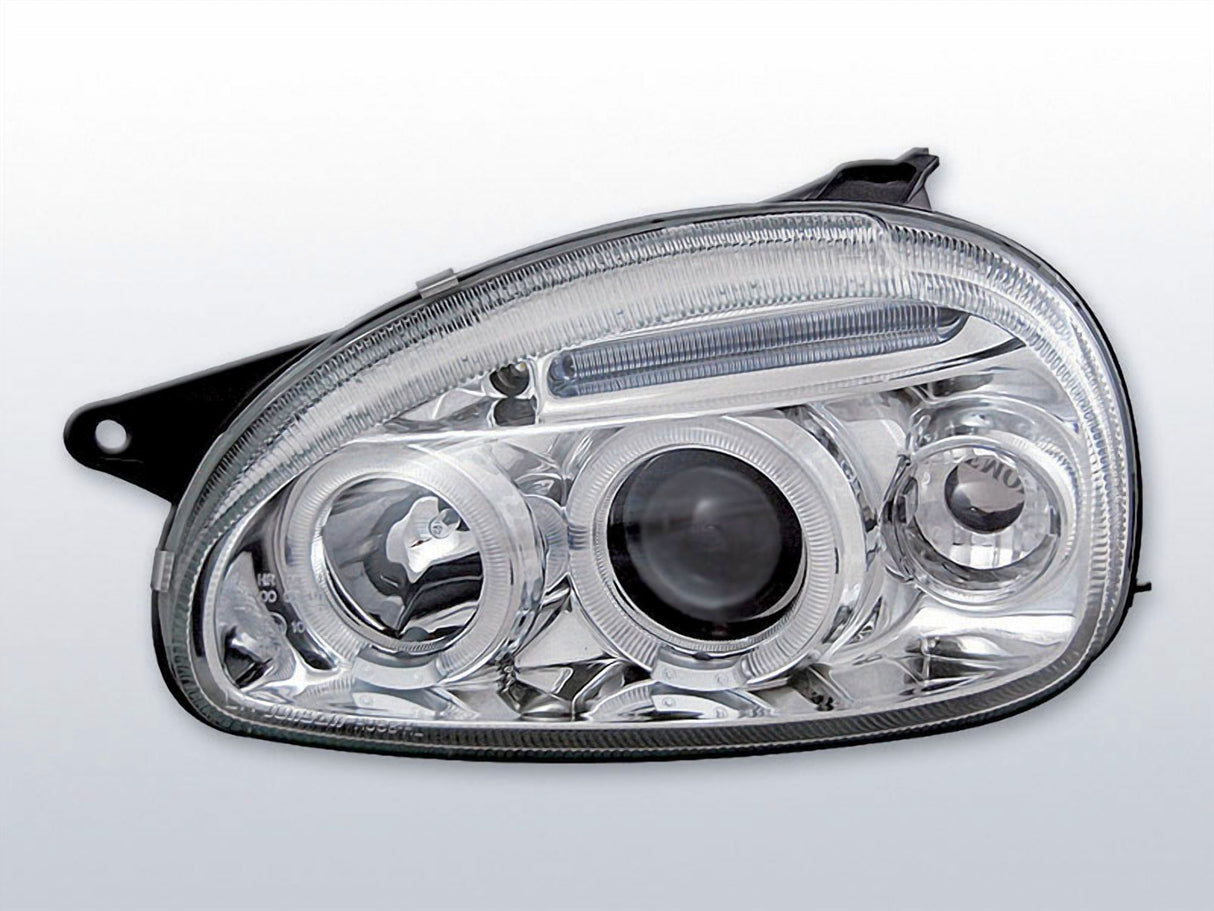 Angel Eyes Scheinwerfer Set in chrom für Opel Corsa B 02/1993-10/2000