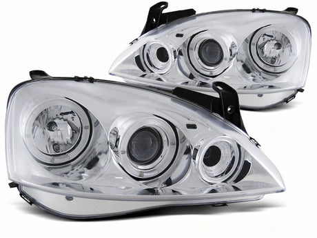 LED Angel Eyes Scheinwerfer für Opel Corsa C 01-06 chrom