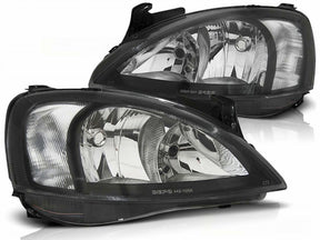 Scheinwerfer Set schwarz 2000-2006, schwarze Frontscheinwerfer für Tuning für Opel Corsa C