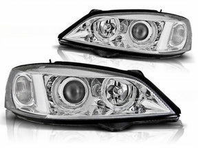 Chrom Scheinwerfer Angel Eyes für Opel Astra G 1998-2004, Tuning LED-Scheinwerfer