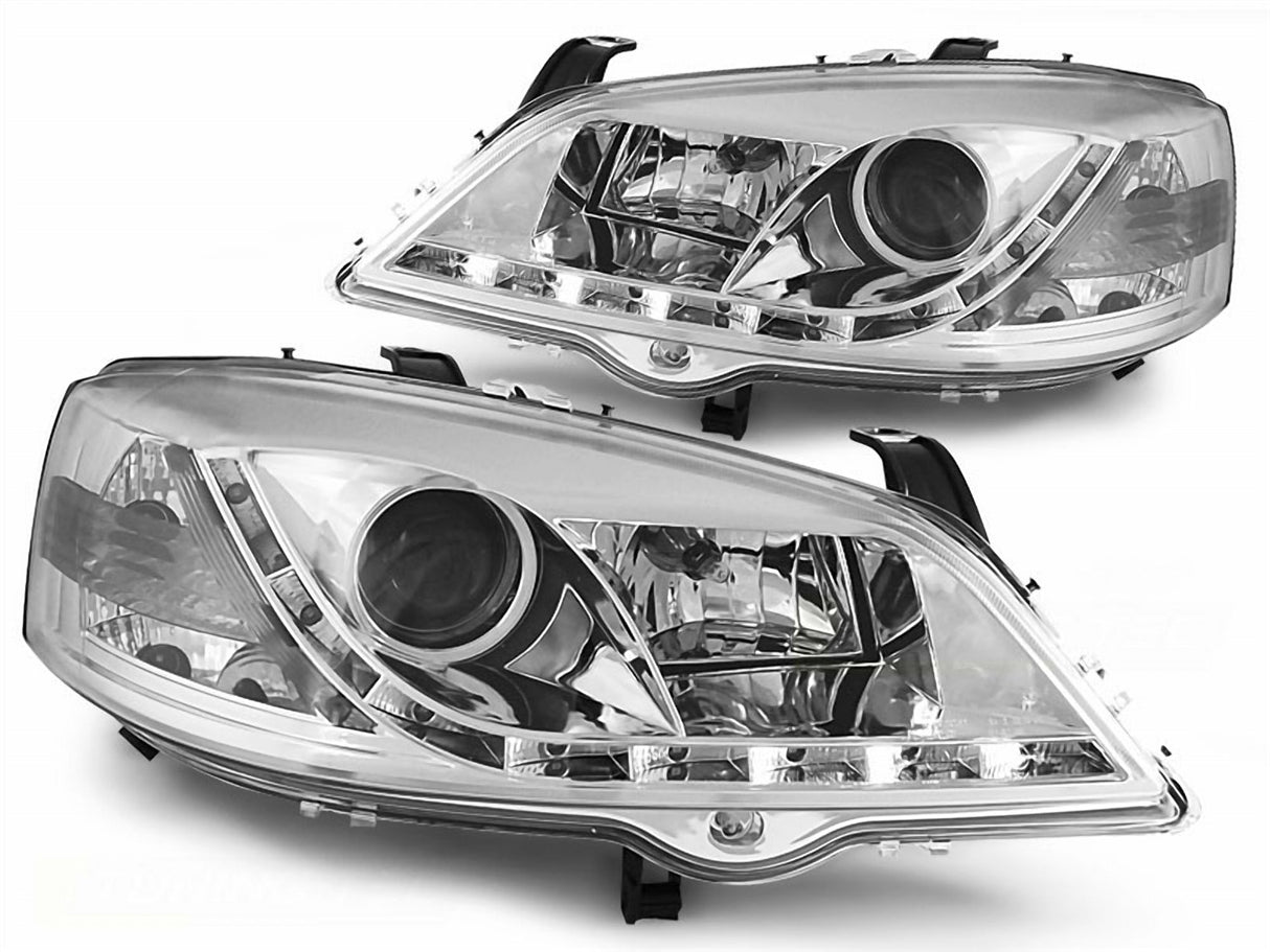 Led Scheinwerfer Set in chrom für Opel Astra G 09.1997-02.2004