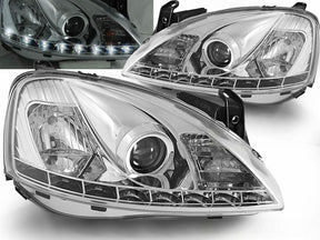 Led Scheinwerfer Set in chrom für Opel Corsa C 11.2000-09.06 - CR Tuning