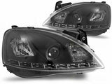 Led Scheinwerfer Set für Opel Corsa C 2000 bis 2006 schwarz