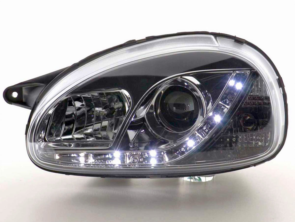 Led Scheinwerfer Set in chrom für Opel Corsa B 02.1993-10.2000