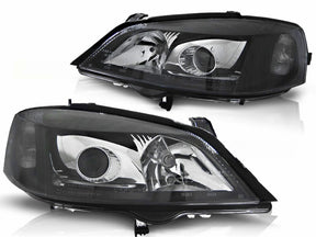 Scheinwerfer Set für Opel Astra G 09.1997-02.2004 schwarz H7 - CR Tuning