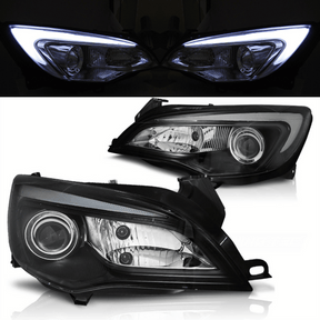 LED LightTube Scheinwerfer für Opel Astra J 2010-2015 schwarz mit Tagfahrlicht