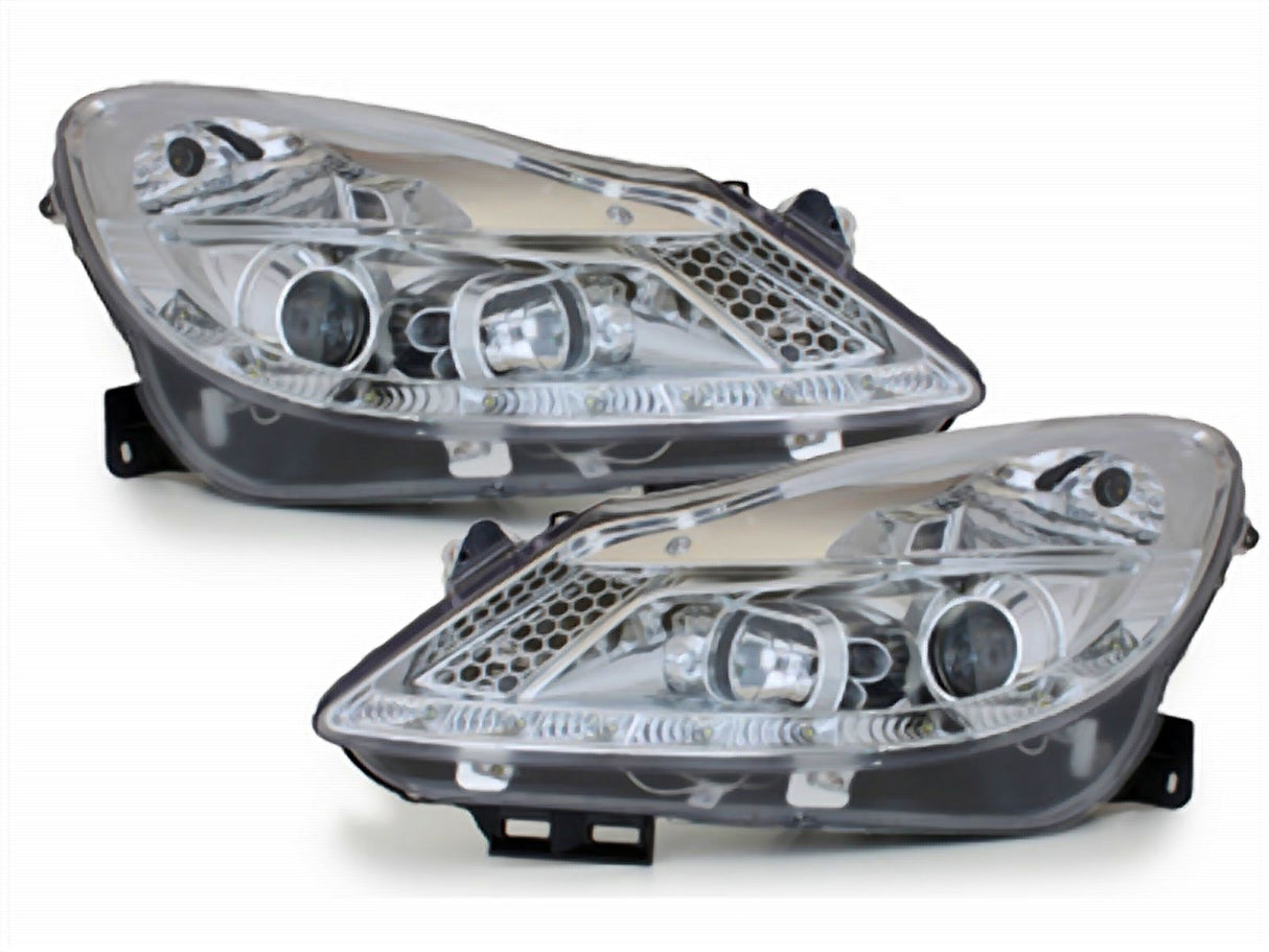 Led Scheinwerfer Set in chrom für Opel Corsa D 04.2006-11