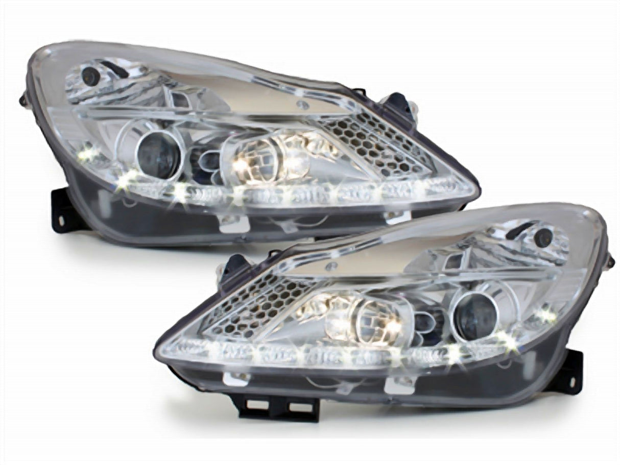 Led Scheinwerfer Set in chrom für Opel Corsa D 04.2006-11