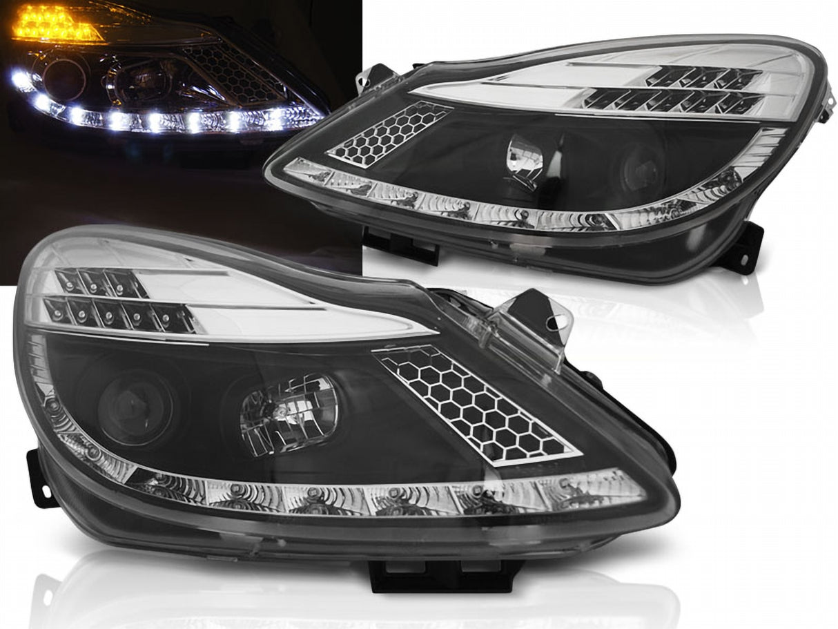 Led Scheinwerfer Set in schwarz für Opel Corsa D 04.2006-11
