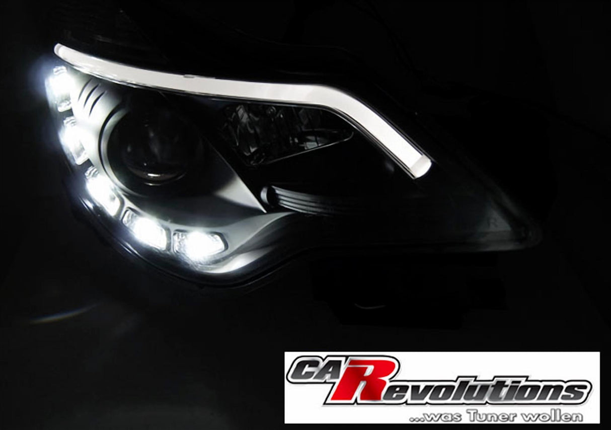 Led Tagfahrlicht Scheinwerfer in schwarz für Opel Corsa D Facelift ab 2011