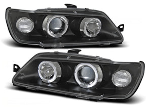 Schwarze Angel Eyes LED Scheinwerfer für Peugeot 306 1993-1997, Tuning Scheinwerfer Set