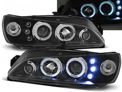 LED Angel Eyes Scheinwerfer Set in schwarz für Peugeot 306 05.1997-03.2001