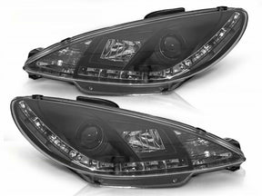 Schwarze LED Scheinwerfer für Peugeot 206 1998-2002, Set links rechts