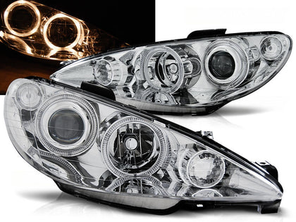 Angel Eyes Scheinwerfer in chrom für Peugeot 206 ab 2002