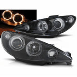 Scheinwerfer Set für Peugeot 206 02-07 Angel Eyes in schwarz