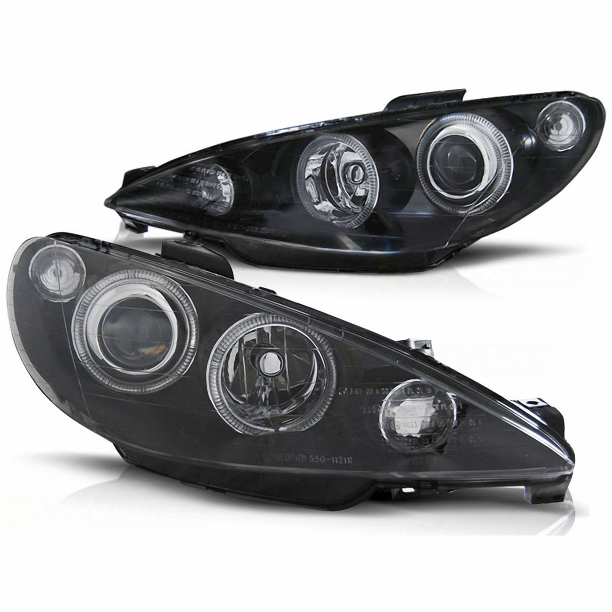 Scheinwerfer Set für Peugeot 206 02-07 Angel Eyes in schwarz