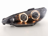 Scheinwerfer Set für Peugeot 206 02-07 Angel Eyes in schwarz