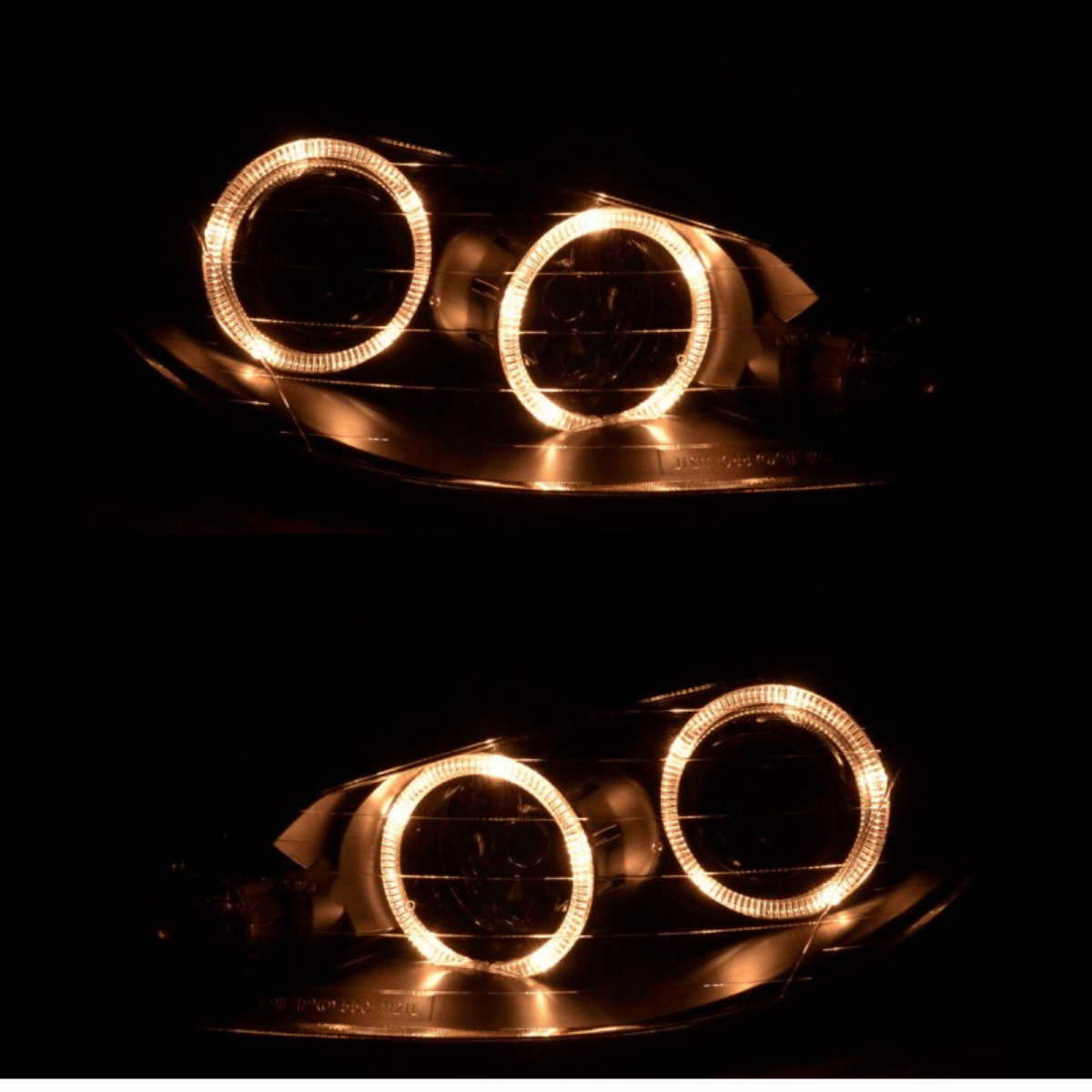 LED-Scheinwerfer mit Doppel-Standlichtringen für BMW E46 Coupe Cabrio, gelbe Ringe