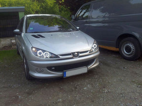 CCFL Angel Eyes Scheinwerfer schwarz Peugeot 206 ab 2002, Tuning LED Scheinwerfer Set