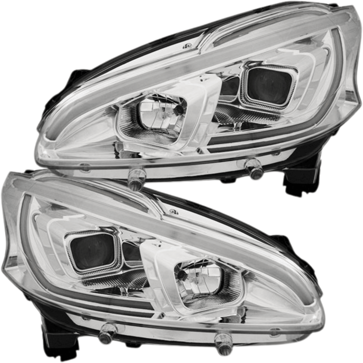 LED Scheinwerfer Set Chrom für Peugeot 208 2012–2015 mit Tagfahrlicht LED Blinker - CR Tuning