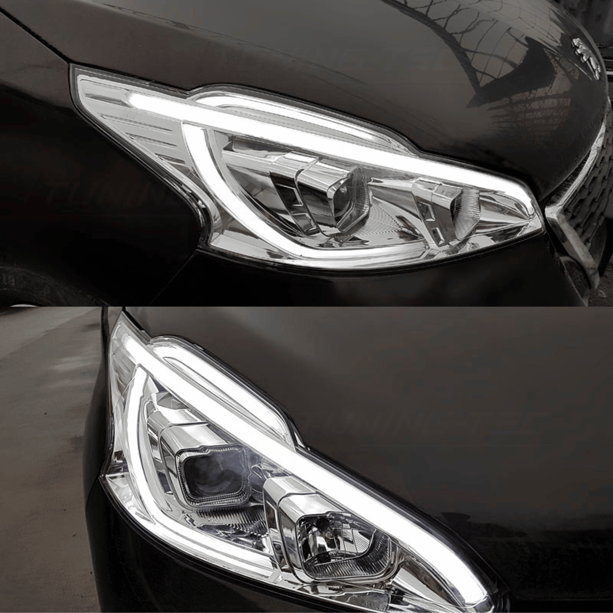 LED Scheinwerfer Set Chrom für Peugeot 208 2012–2015 mit Tagfahrlicht LED Blinker - CR Tuning