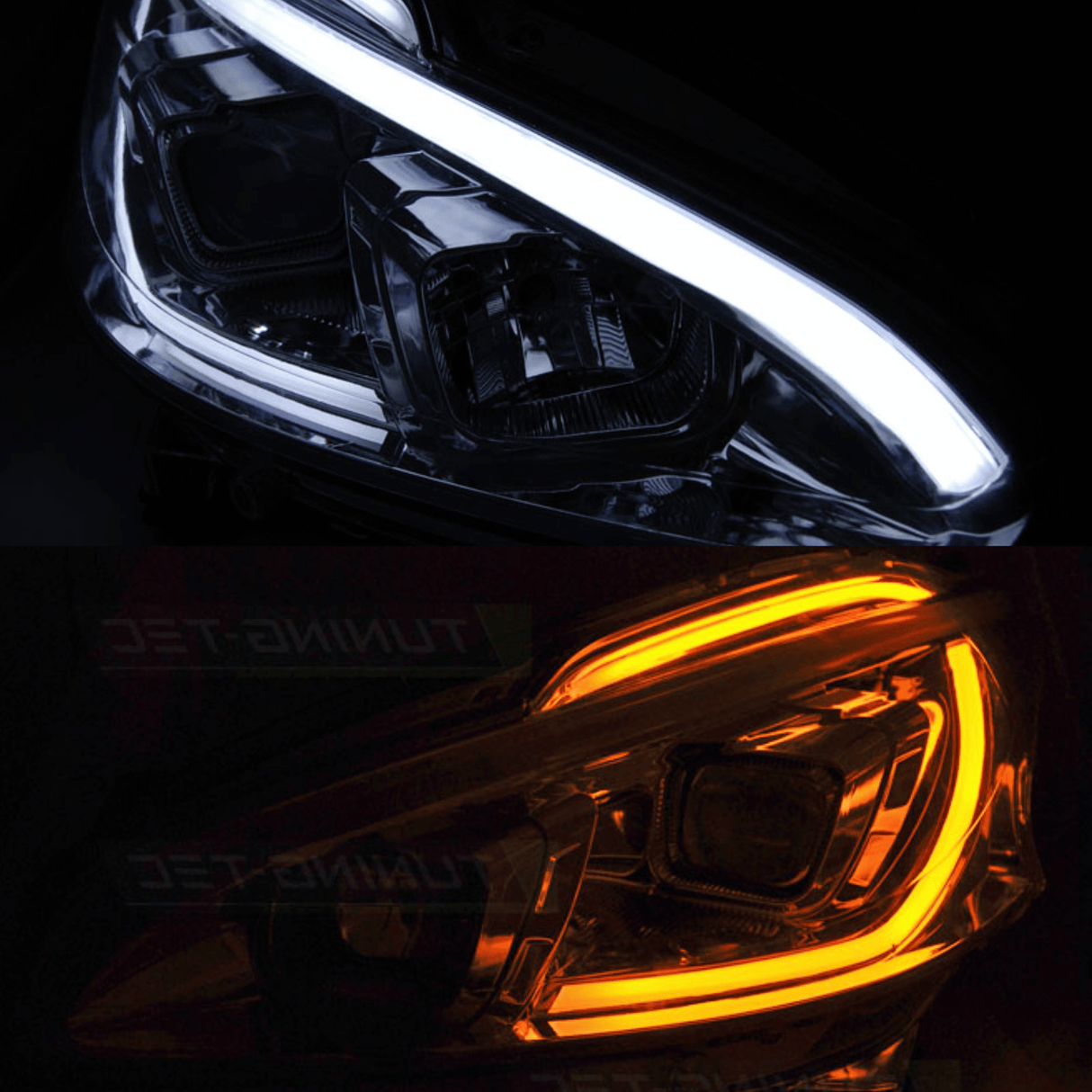 LED Scheinwerfer Set Chrom für Peugeot 208 2012–2015 mit Tagfahrlicht LED Blinker - CR Tuning