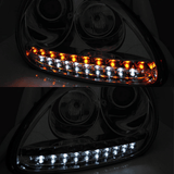 LED-Scheinwerfer mit Tagfahrlicht-Funktion für Fahrzeuge, mit weißem und orangem Licht