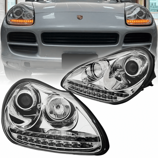 Bi Xenon Scheinwerfer Chrom Porsche Cayenne 2002-2006 mit LED Blinker