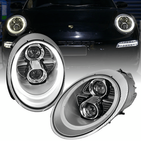 Xenon Lighttube Scheinwerfer Set Silber für Porsche 911 997 2004–2009 mit LED Standlicht - CR Tuning