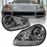 Xenon Scheinwerfer Set Chrom für Porsche Cayenne 9PA 2002–2006 mit LED Standlicht & LED Blinkern