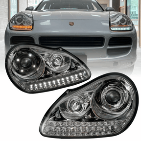 Scheinwerfer Chrom mit LED Standlicht und Blinkern für Porsche Cayenne 9PA Xenon