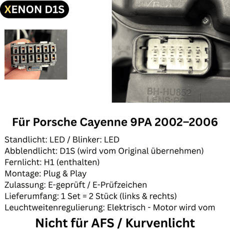 Scheinwerfer Stecker & Anschluss für LED Blinker Abblendlicht H1 Fernlicht für Porsche Cayenne 9PA 2002-2006 Xenon D1S