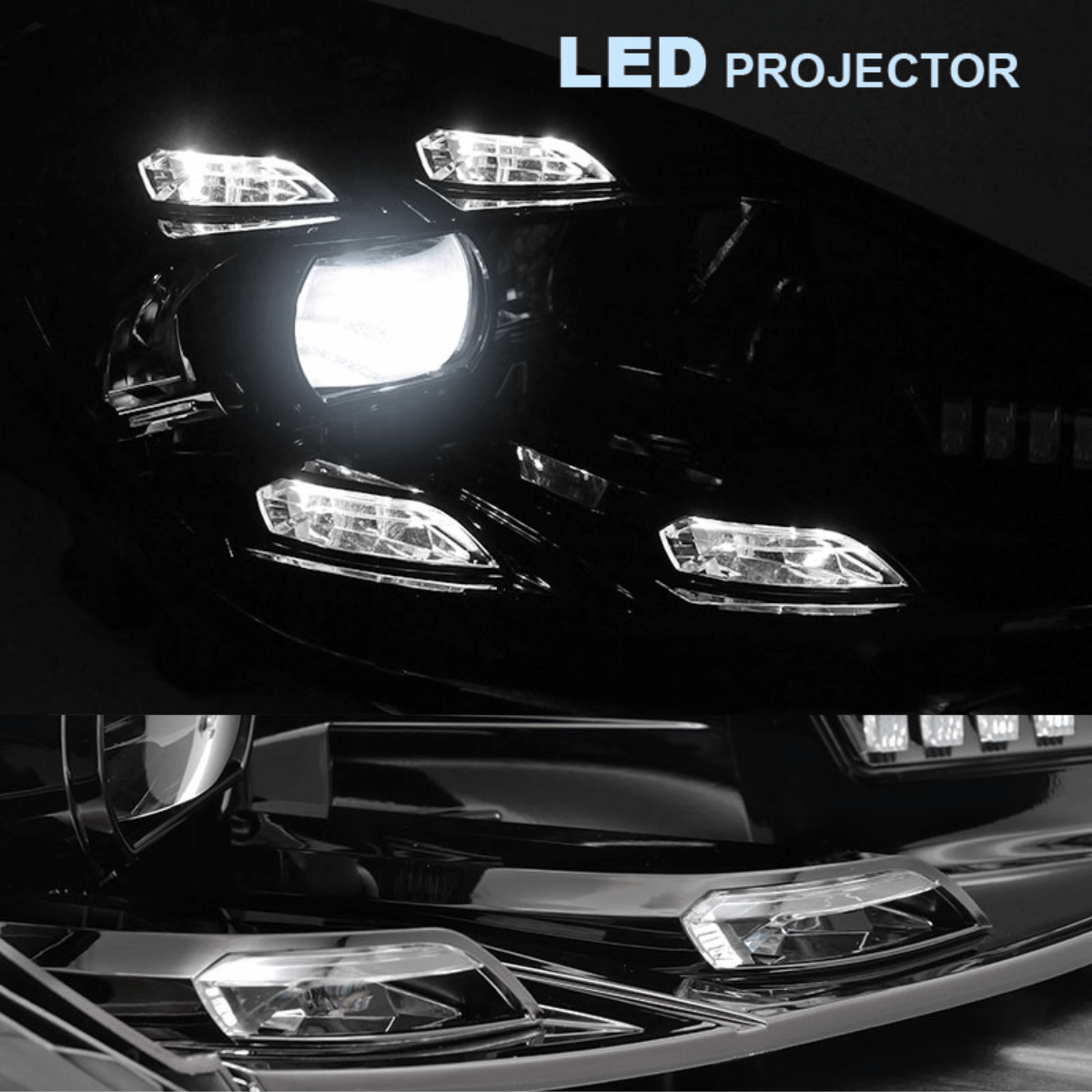 Voll LED Scheinwerfer Set Schwarz für Porsche Cayenne 2010–2015 mit Tagfahrlicht + Kurvenlicht