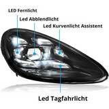 Voll LED Scheinwerfer Set Schwarz für Porsche Cayenne 2010–2015 mit Tagfahrlicht + Kurvenlicht