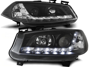 Schwarze Scheinwerfer für Renault Megane II mit LED Standlicht, Set