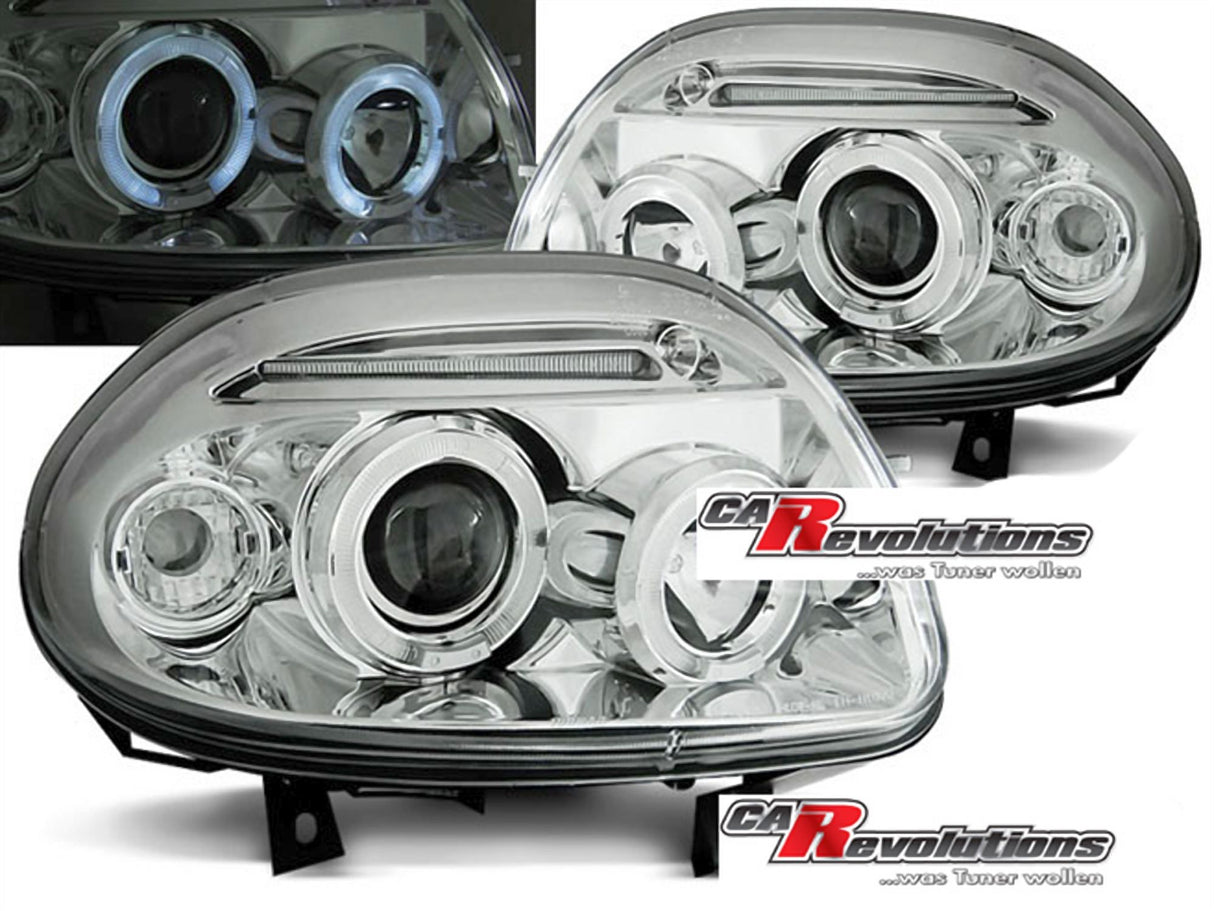 Angel Eyes Scheinwerfer Set in chrom für Renault Clio II 09.98-05.01